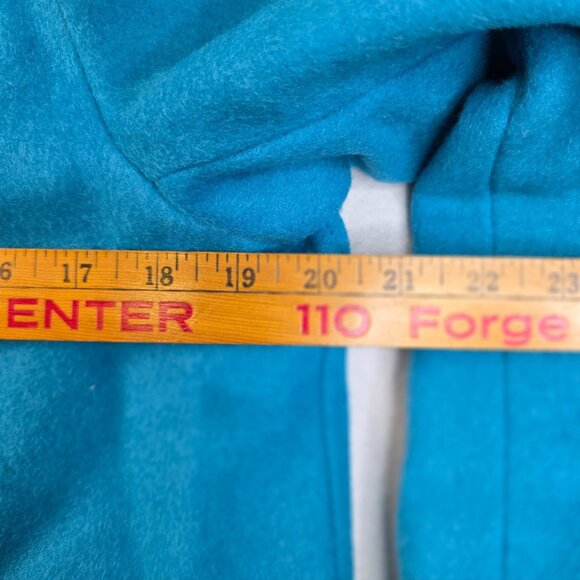 Wool Duffle Coat Size 8 Turquoise Harvé Benard By Benard Holtzman Vintage 80s - Picture 13 of 14